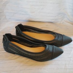 Restricted Grey Bow Point-Toe Flats